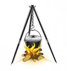Kettle for campfire on tripod vector image
