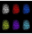 Set of color fingerprints on black background vector image