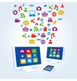 Media social icon copmutre desktop table pc vector image