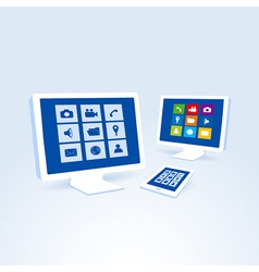 Copmutre desktop table pc set vector image