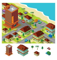 Isometric hotel near beach vector image
