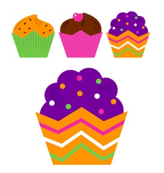 Birthday Muffin set isolated on white vector image
