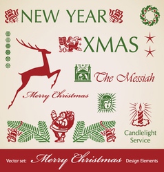 Set of Christmas retro design elements vector image