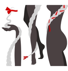 Hair Braids and Woman Body Silhouette vector image