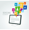 Social icon group element computer pc display vector image