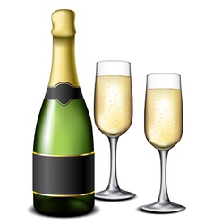 Champagne bottle with glasses vector image