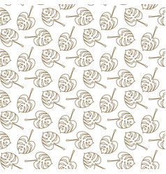 Monstera tropic plant outline leaves seamless Monstera tropic plant outline leaves seamless vector image