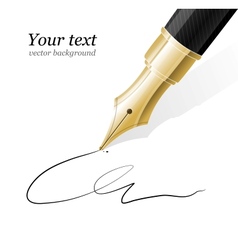 Close up of a fountain pen and signature vector image