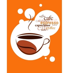 Cup of hot coffee on orange background vector image