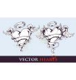 Two tattoo styled hearts vector image