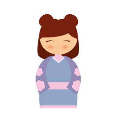 Girl japanese doll traditional dress vector image