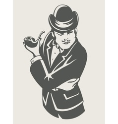 Retro man in suit with pipe vector image