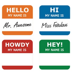Hello my name is tag vector image