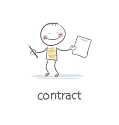 Person signs the contract vector image