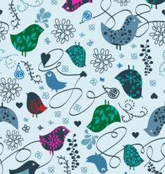 Birds and hearts seamless vector image