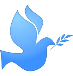 Peace symbol blue pigeon on white vector image
