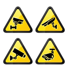 CCTV triangular labels set symbol video vector image