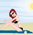 Girl on beach 2 vector image