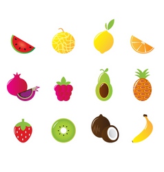 Juicy fruit icons set isolated vector image