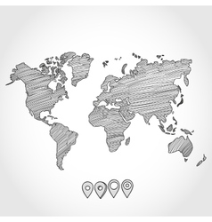 Hand drawn doodle sketch political world map and vector image