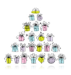 Pyramid from gift boxes for your design vector image