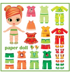 Paper doll with clothes set vector image