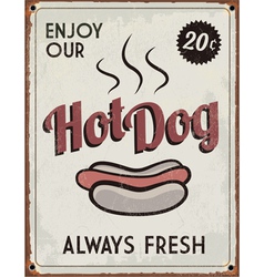 Retro Vintage Hotdog Tin Sign vector image