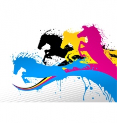 CMYK horse line vector image