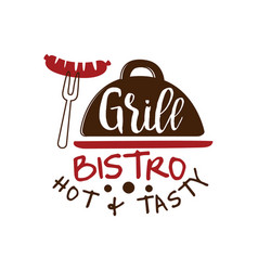 Grill bistro hot and tasty logo template hand Grill bistro hot and tasty logo template hand vector image