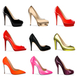 Set of womens shoes with vector image