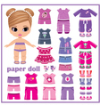 Paper doll with clothes set vector image