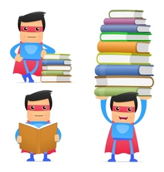 Superhero with books vector image