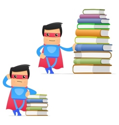 Superhero with books vector image