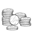 Doodle money coins stack vector image