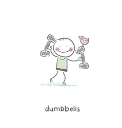 Man lifts dumbbells vector image