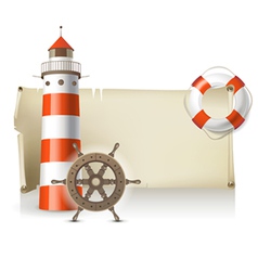 Retro banner with sea elements vector image