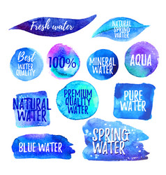 Set of water labels vector image