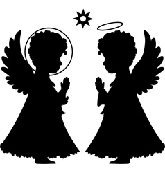 Cute angels silhouettes set vector image