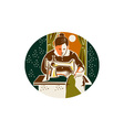 Seamstress Dressmaker Sewing Oval Retro vector image