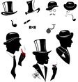 Men silhouettes smoking cigar and pipe vector image