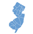 State map of New Jersey by counties vector image