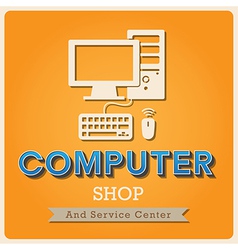Computer shop Retro poster vector image
