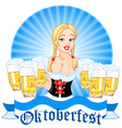 Oktoberfest girl serving beer vector image