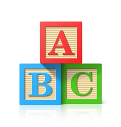 Wooden alphabet cubes with ABC letters vector image