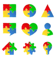 Puzzle objects with arrows vector image