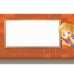 A smiling girl and a white board vector image