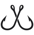 Two crossed fishing hook vector image