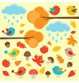 Birds in autumn forest vector image