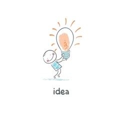 The Big Idea Man holding a giant lightbulb vector image