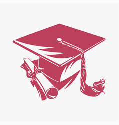 Graduation cap and diploma vector image